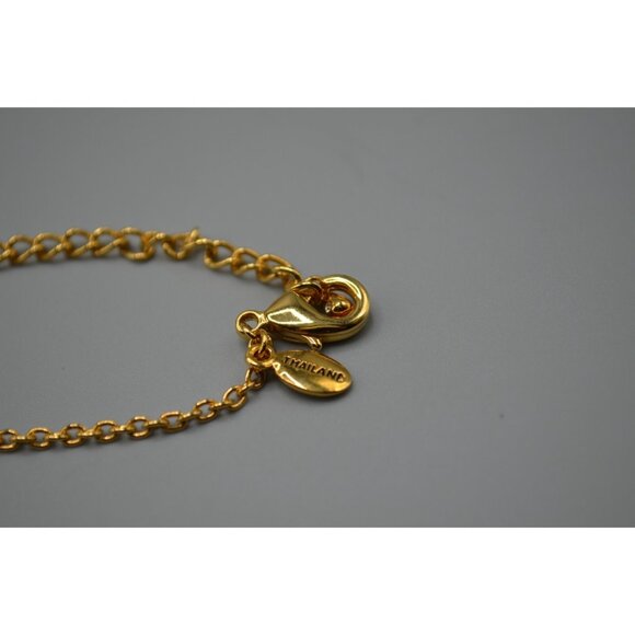 Ciro Thailand Gold Tone Cross Pendant Necklace w/ Green Inlay 19" Chain - Picture 7 of 9